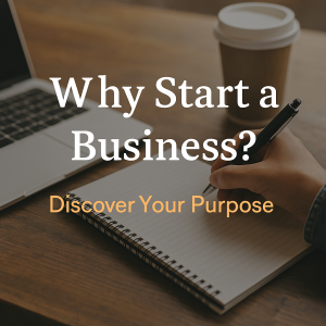 Entrepreneurship concept with laptop, notebook, pen and coffee, illustrating why start a business.