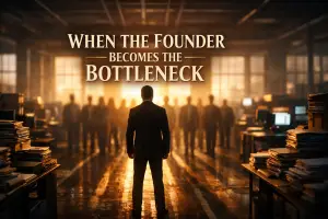 Founder as bottleneck illustration, business leadership challenges and growth.